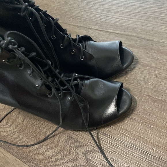 NWT BURJU Moment  Open Toe Lace Up Tongue Ankle Boots | Black | Size 14 - Picture 5 of 9